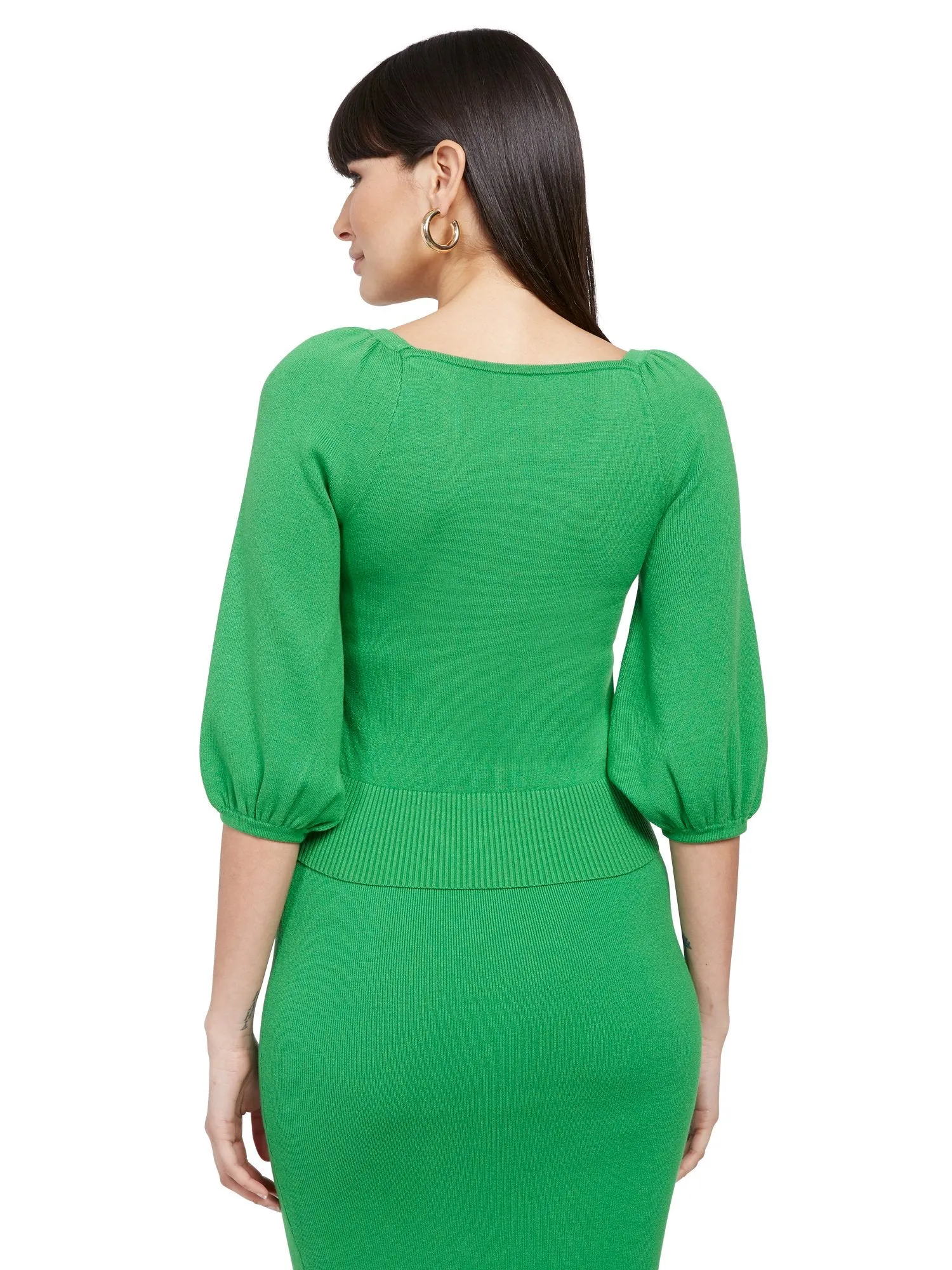 Puff-Sleeve Surplice Sweater - 7th Avenue