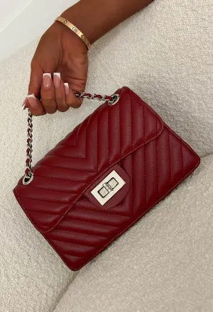 Quilted Babe Red Chain Detail Bag