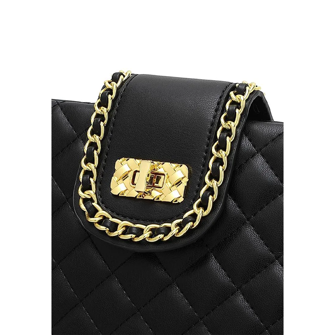 Quilted Top Chain Shoulder Bag / Handbag - HJK 548