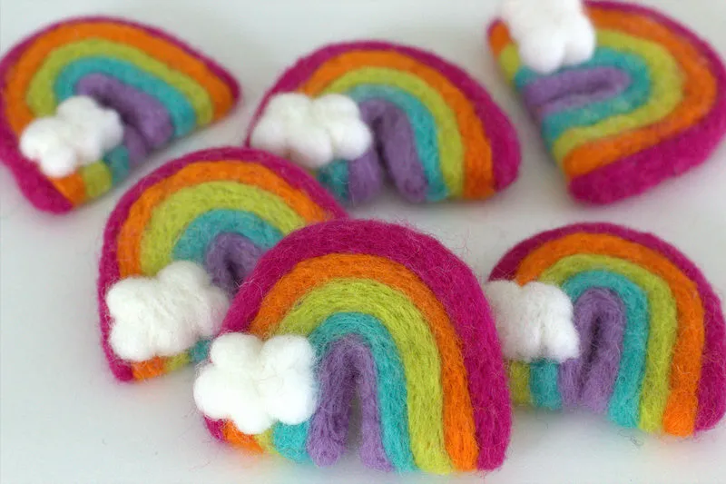 Rainbow & Cloud Felt Shapes- Bright Pink