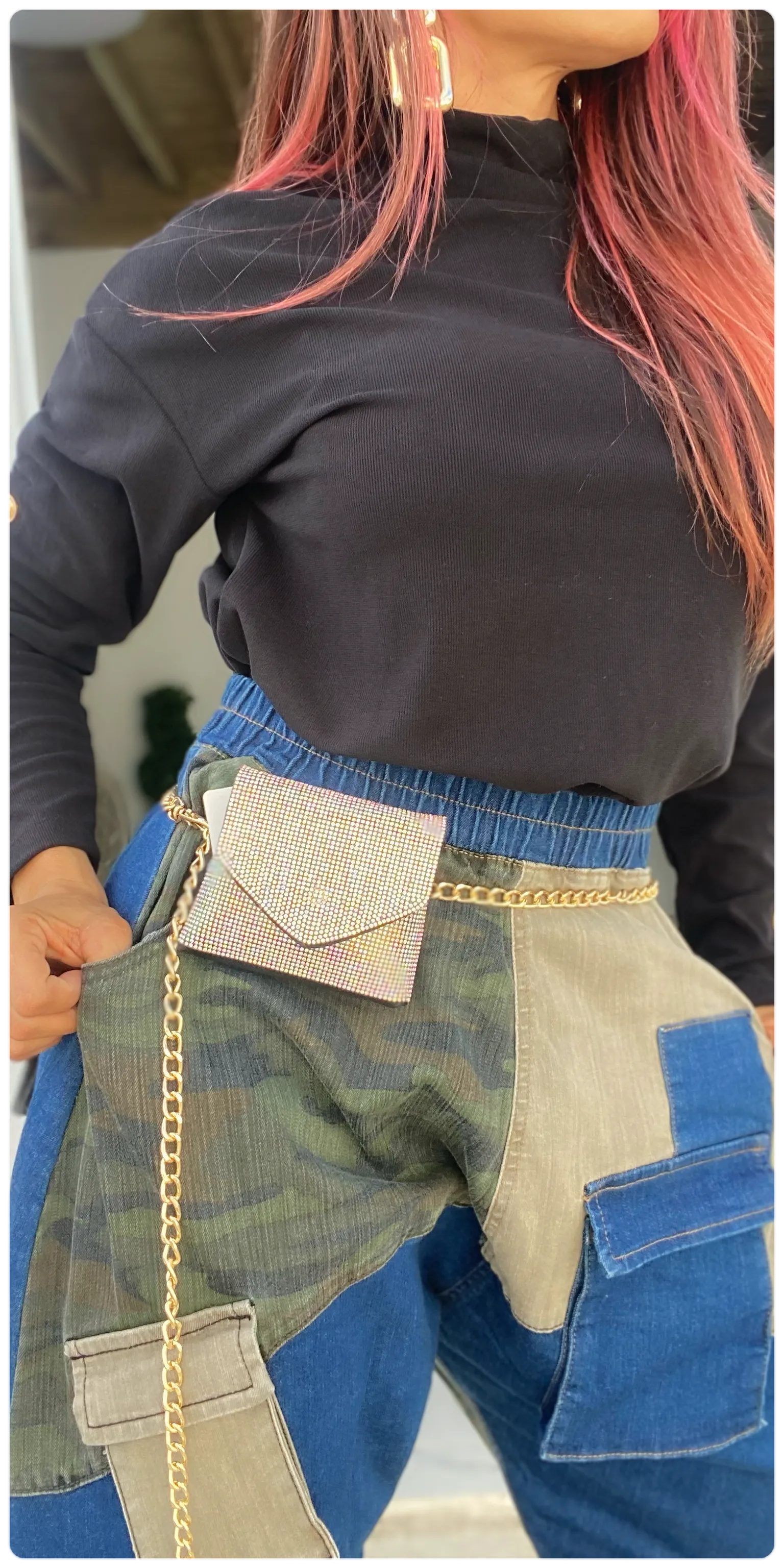 Rhinestone Mini Bag & Chain