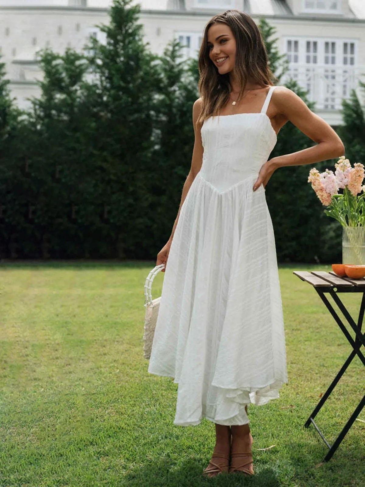 Romantic Cotton Graceful Long Cami Dress