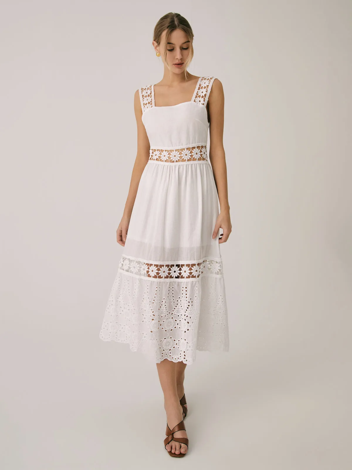 Romantic Lace Graceful Patchwork Midi Dress
