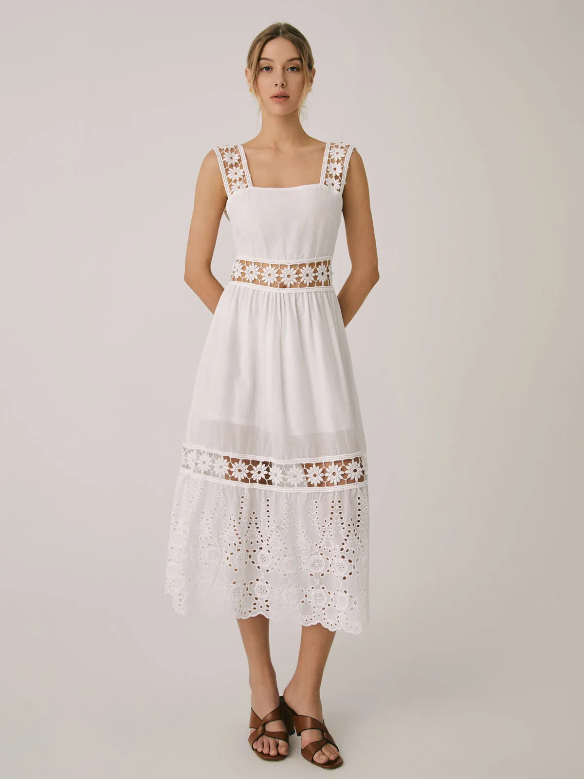 Romantic Lace Graceful Patchwork Midi Dress