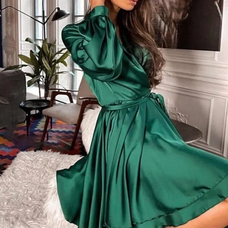 Silk Wrap Graceful Mini Dress