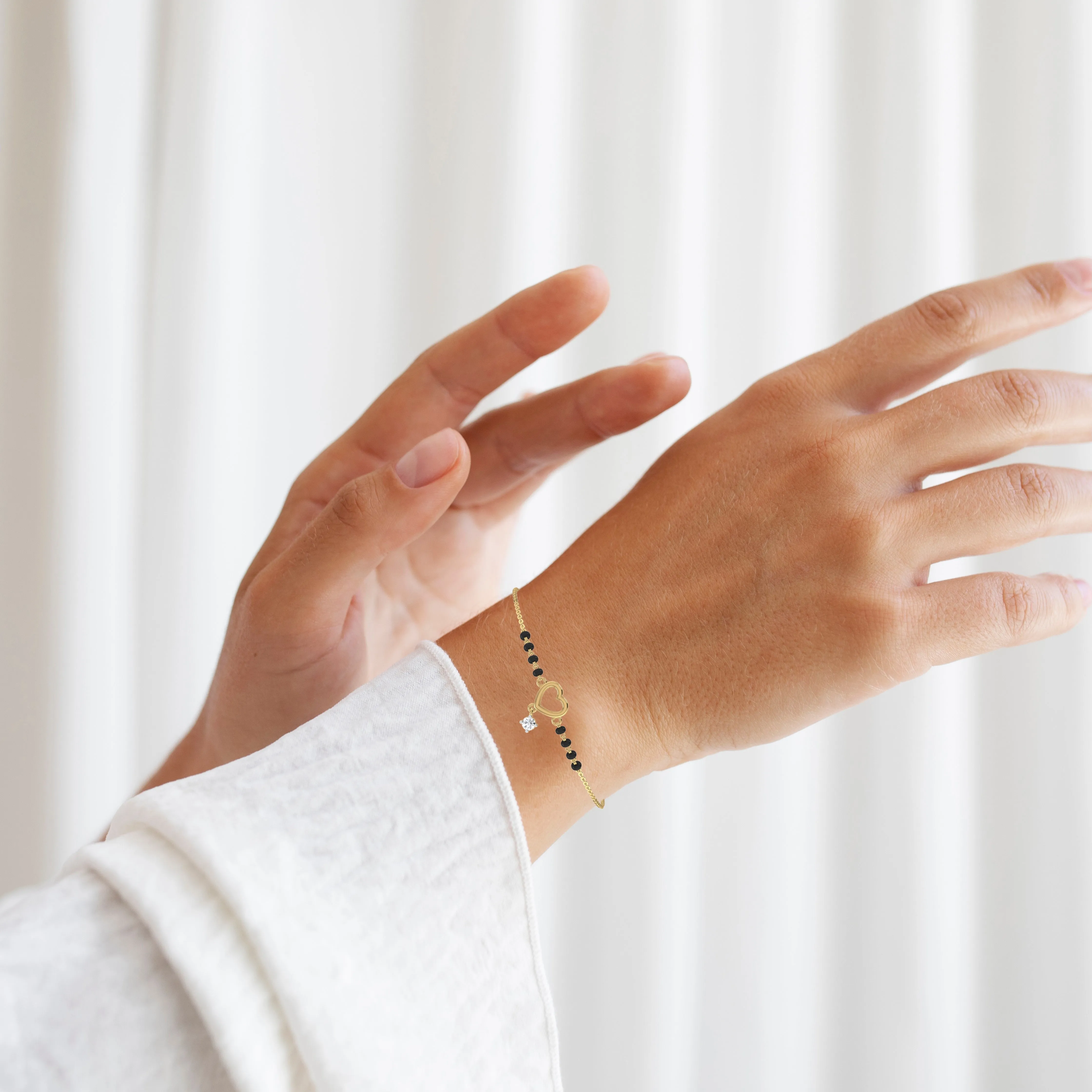 Silver Heart Mangalsutra Bracelet