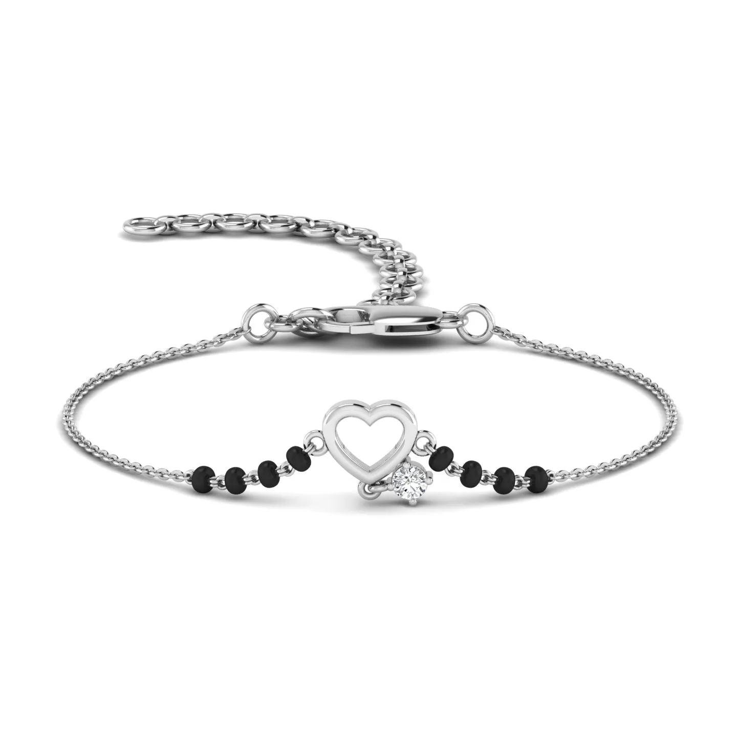 Silver Heart Mangalsutra Bracelet