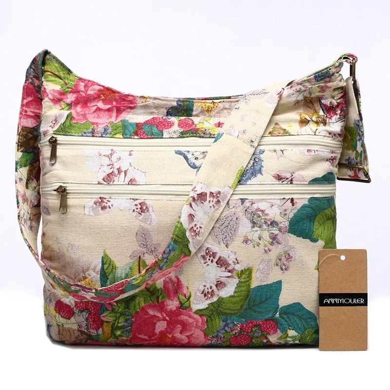 Sling Crossbody Hippie Hobo Double Zipper Bag