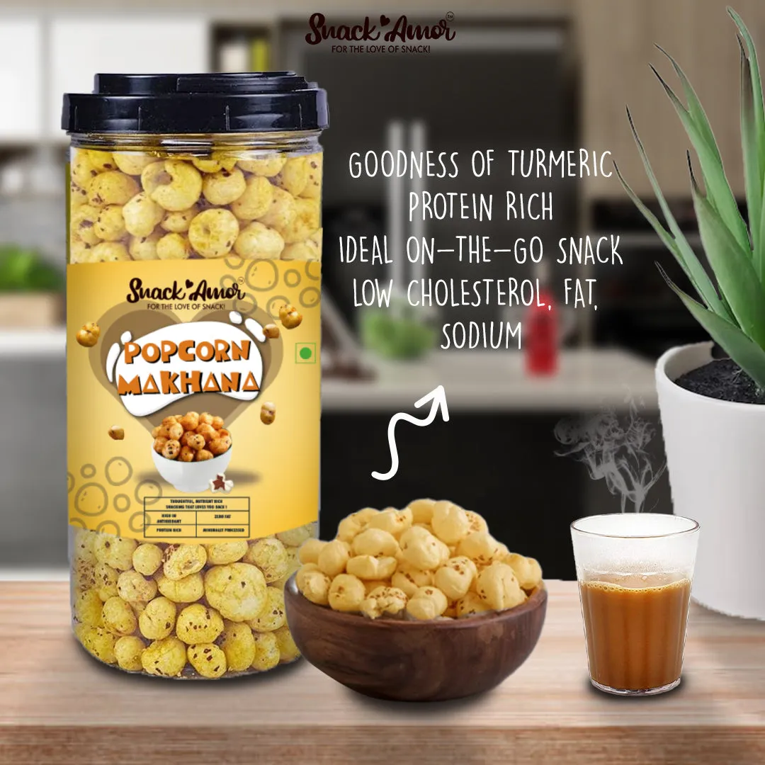 SnackAmor Crunchy Popcorn Makhana Jars - Desi Style (55g each)