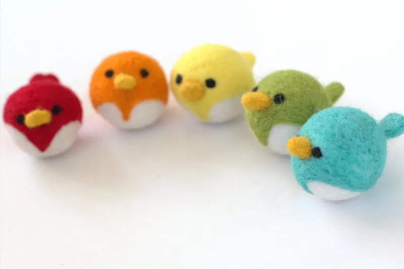 Spring Bird Chick Felt Shapes- SET OF 5- Bright Colors