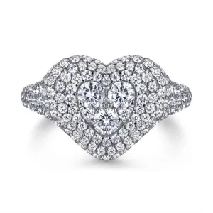 Sumptuous Heart Shape Full Zircon Soleste Halo Silver Ring