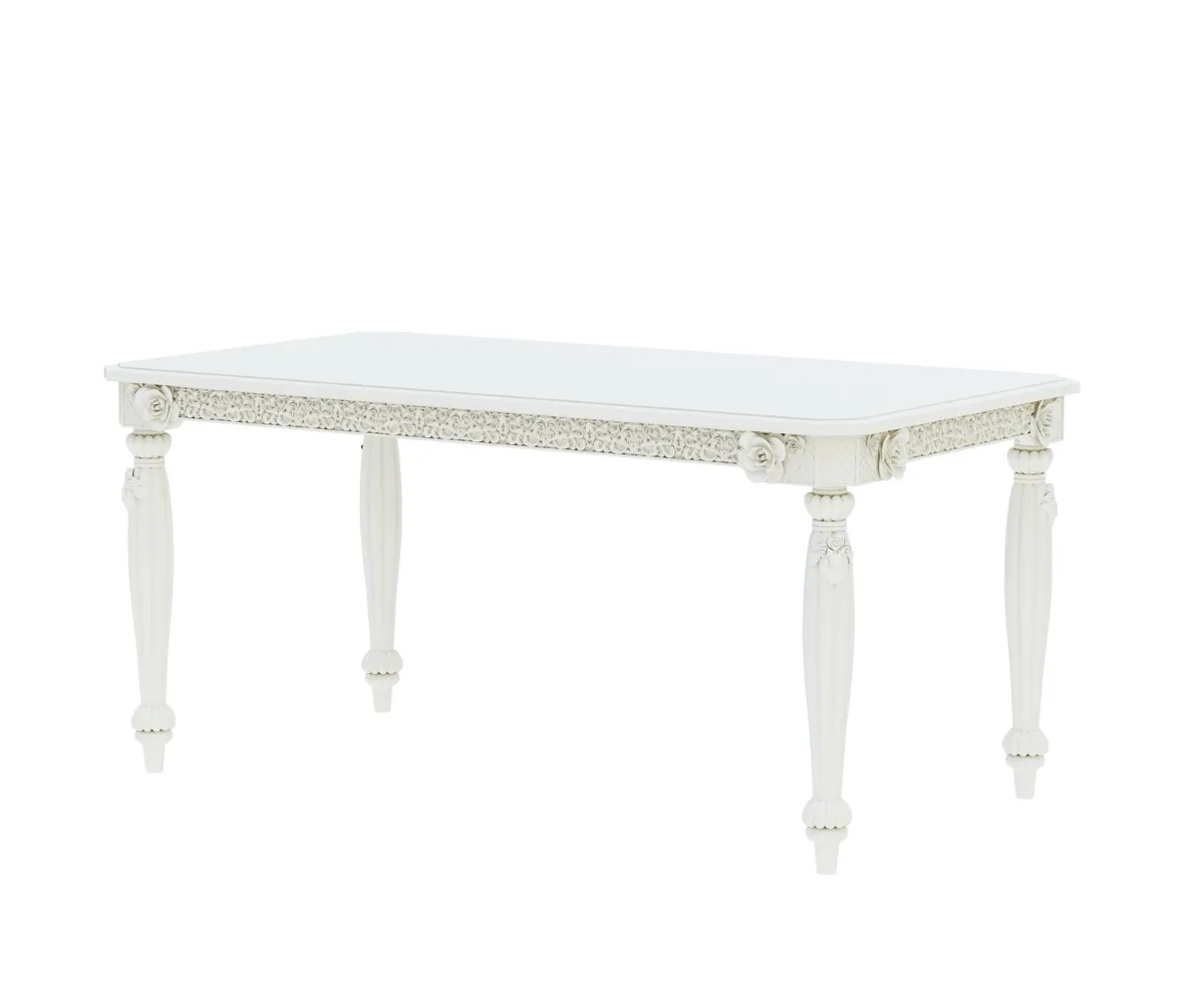 Sumptuous Solid Wood White Dining Table