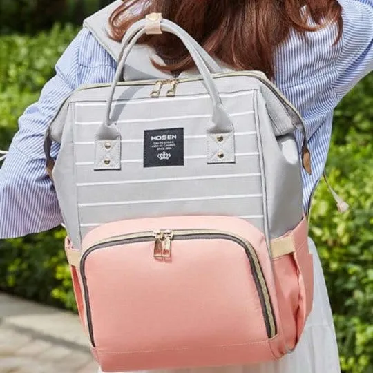 T Pink & Light Gray Diaper Backpack BG5515B