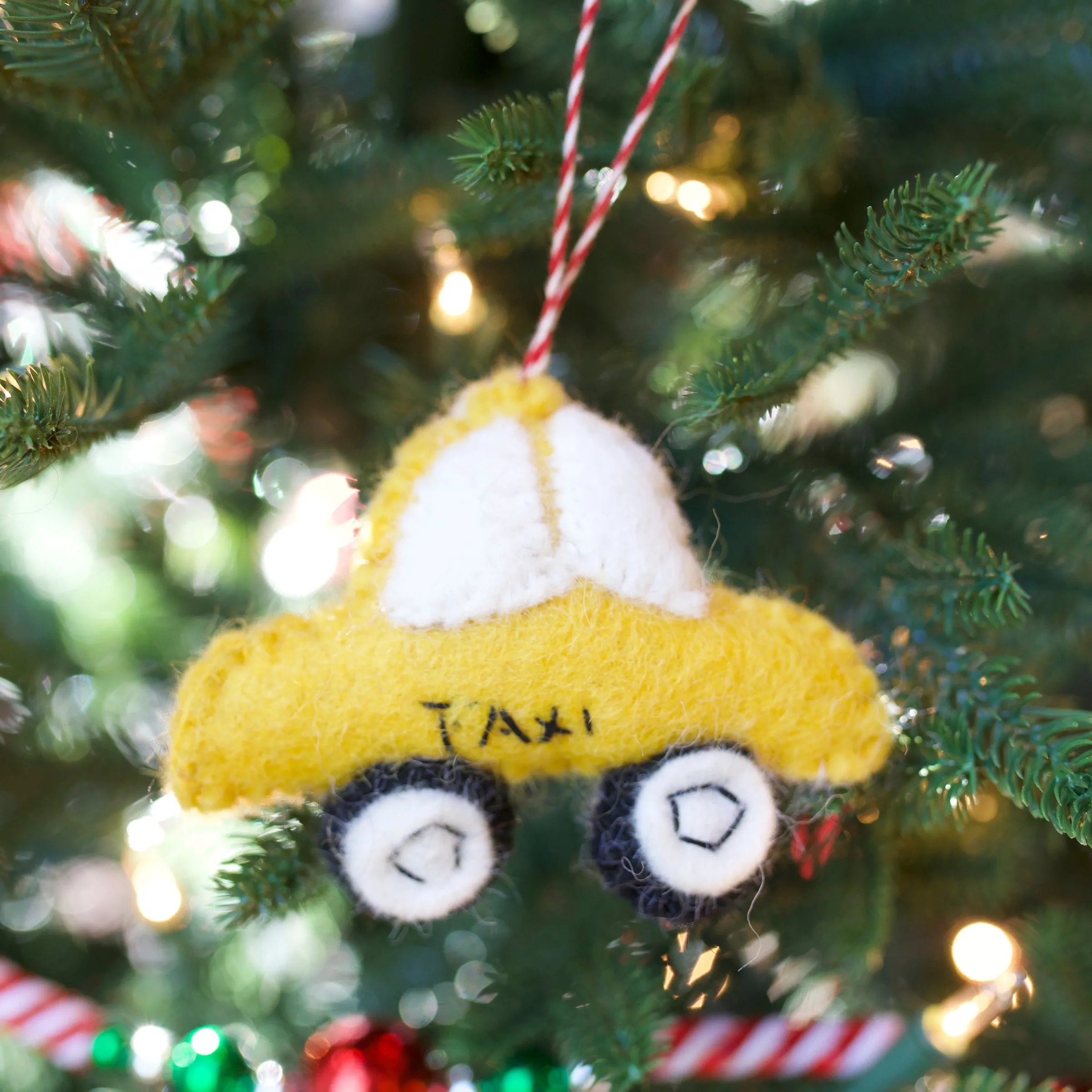 Taxi Cab Ornament, Felt Wool