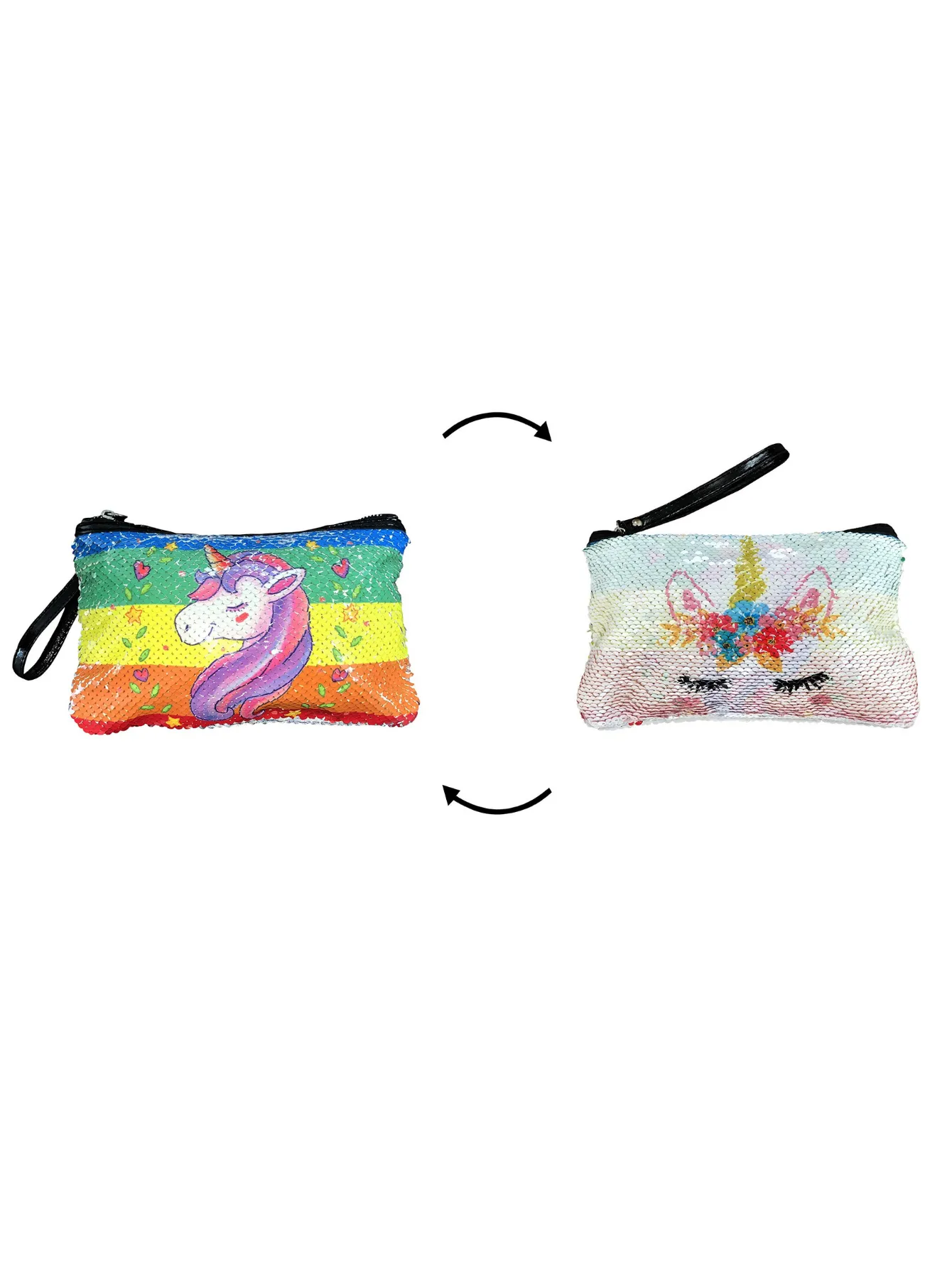 Unicorn Gifts for Girls - Unicorn Drawstring Backpack/Makeup Bag/Bracelet/Inspirational Necklace/Hair Ties (Sequin Unicorn Rainbow)