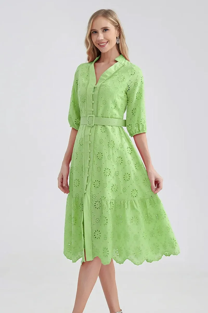 Vacation Romance Graceful Eyelet Midi Dress
