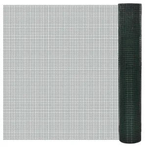 vidaXL Chicken Wire Fence Galvanised with PVC Coating 25x1 m Green