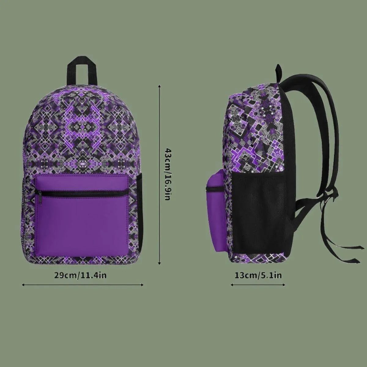 Vintage Black White Purple Backpack