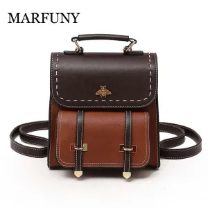 Vintage Pu Leather Women Backpack Simple Preppy Style Backpack Women Famous College Backpack Women mochilas