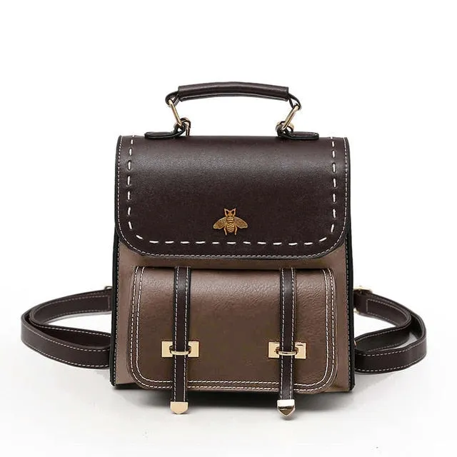 Vintage Pu Leather Women Backpack Simple Preppy Style Backpack Women Famous College Backpack Women mochilas