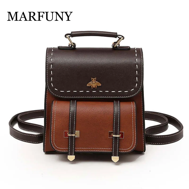 Vintage Pu Leather Women Backpack Simple Preppy Style Backpack Women Famous College Backpack Women mochilas