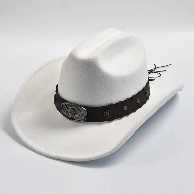 Vintage Wide Brim Artificial Wool Cowboy Hat