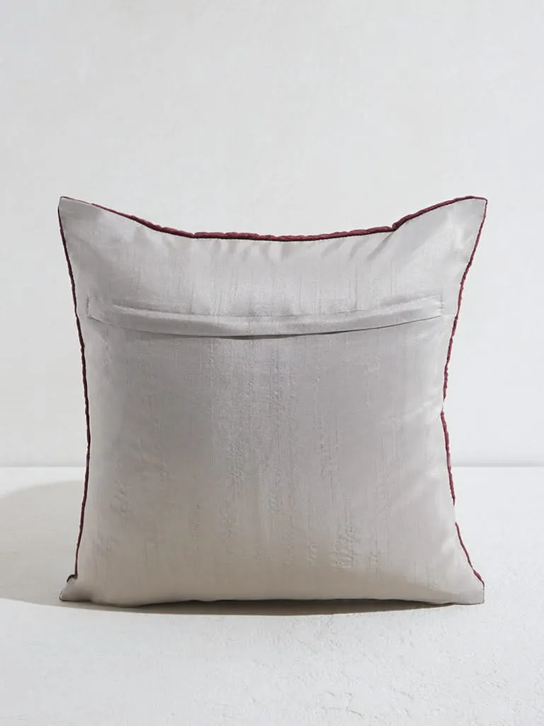 Westside Home Burgundy Geometrical Floral Pattern Cushion Cover