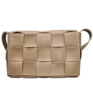 Woman Wicker Vegan Leather Crossbody Bag