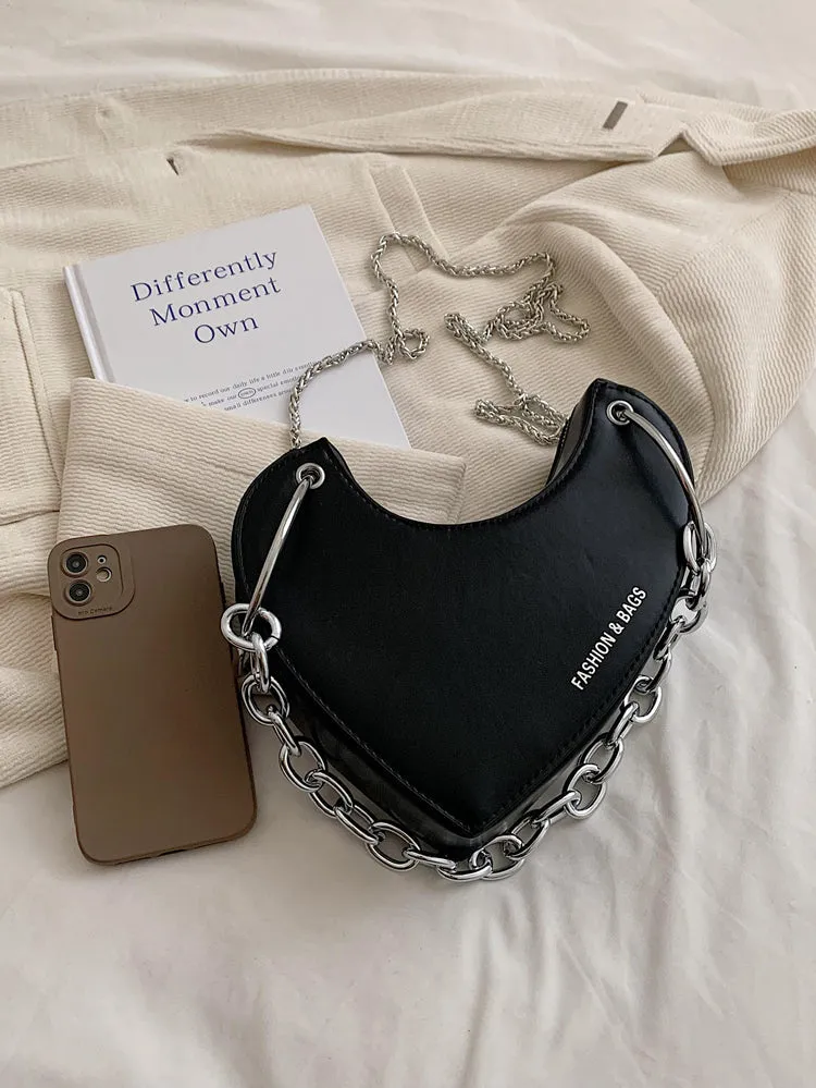 Women's PU Chain Heart Shoulder Bag