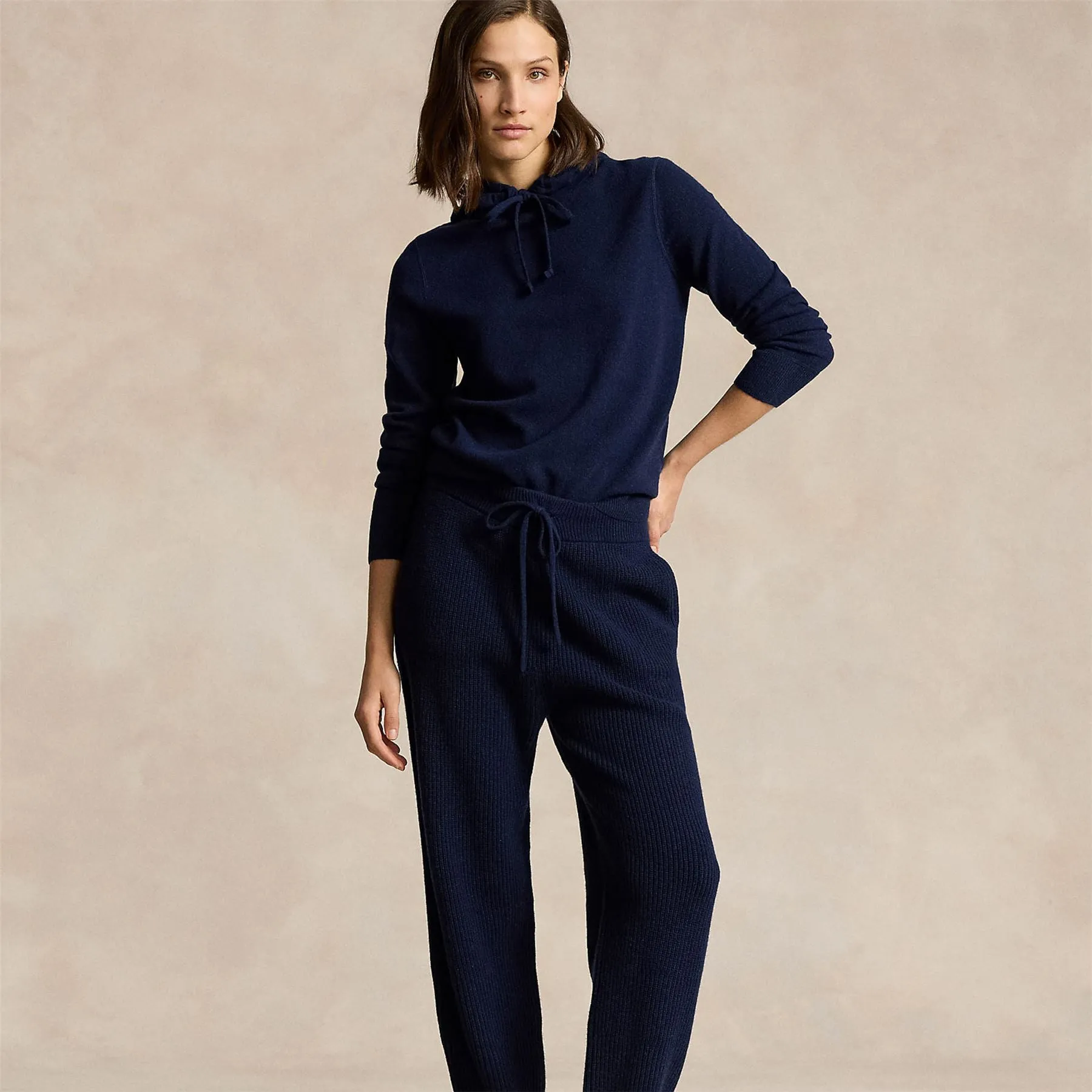 Womens Washable Cashmere Hoodie Refined Navy - SS24