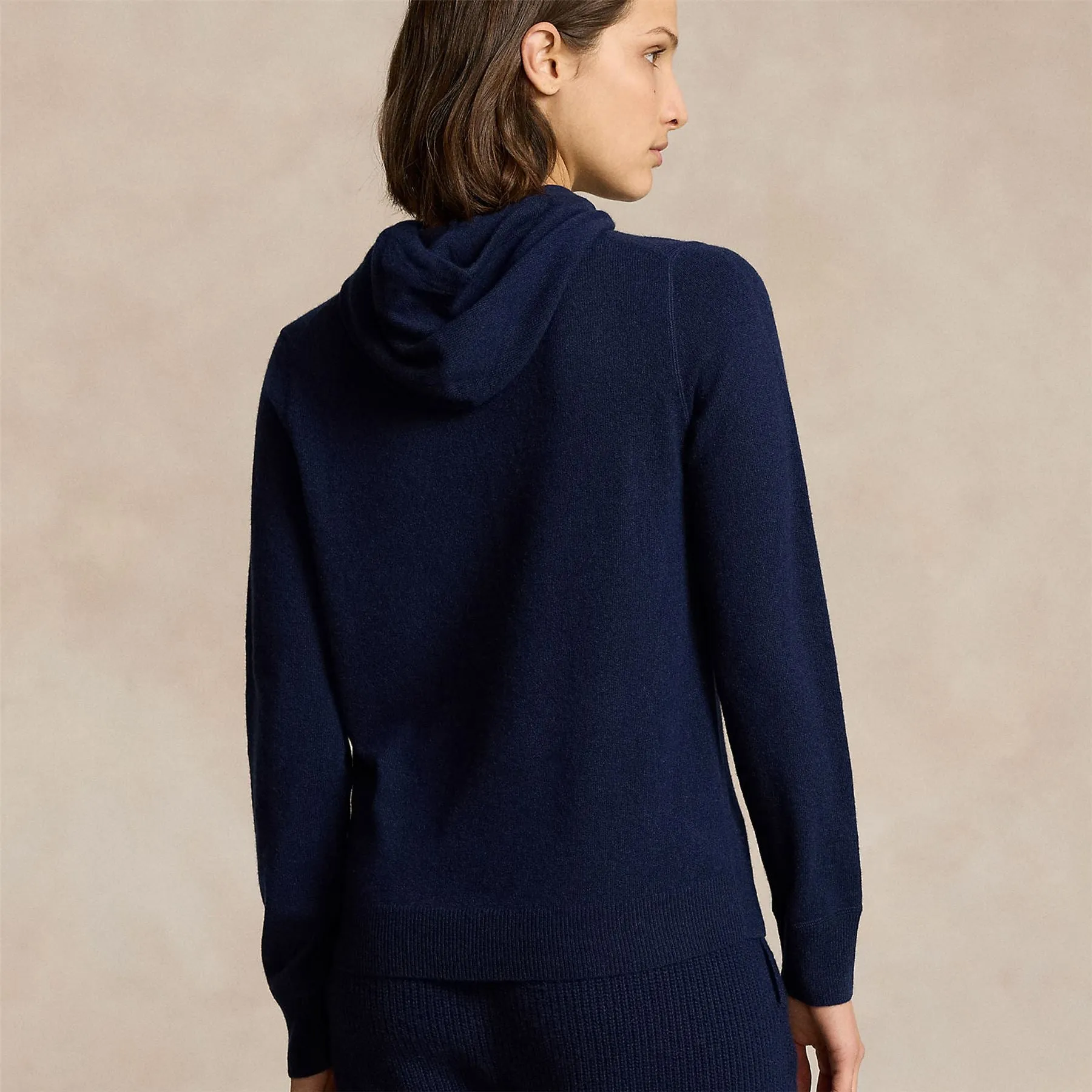 Womens Washable Cashmere Hoodie Refined Navy - SS24