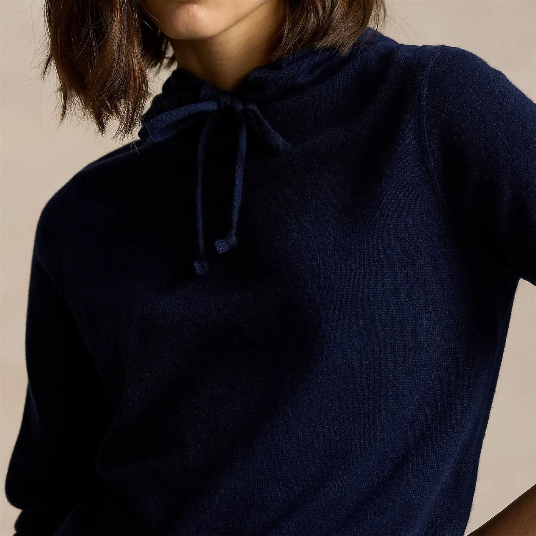 Womens Washable Cashmere Hoodie Refined Navy - SS24