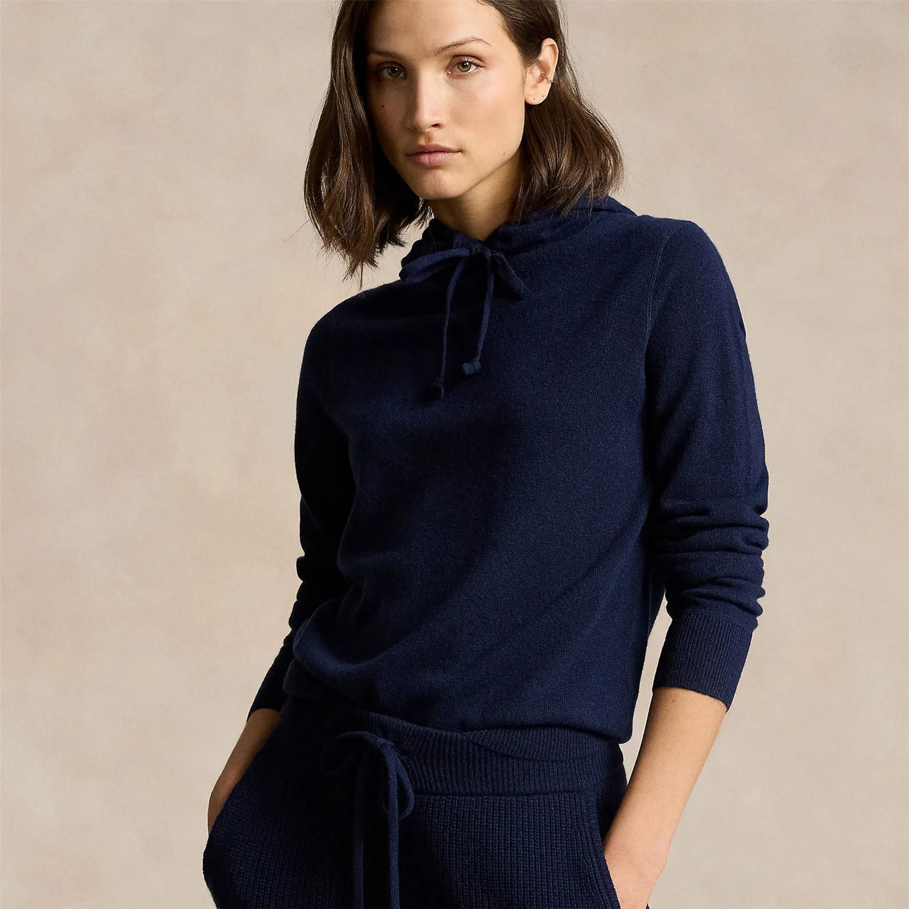 Womens Washable Cashmere Hoodie Refined Navy - SS24