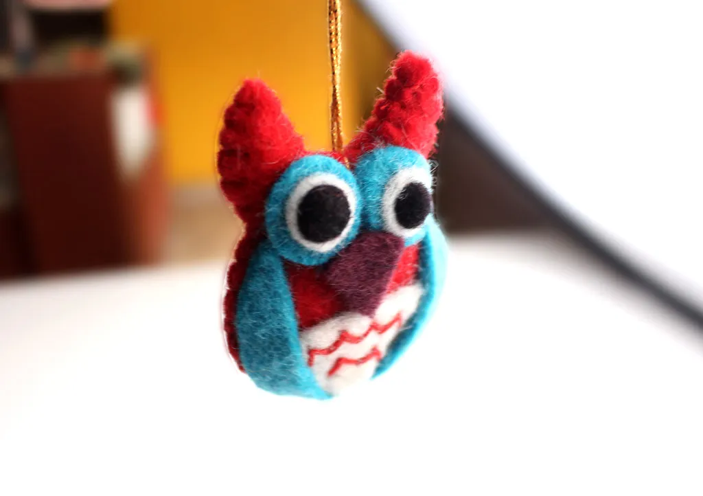 Woolen Felt Owl Hanging, Nursery Hanging Decor