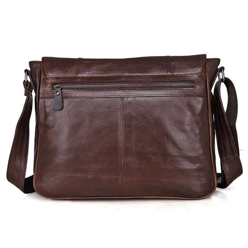 YAAGLE Men's Vintage Real Leather Flap Messenger Bag YG7338