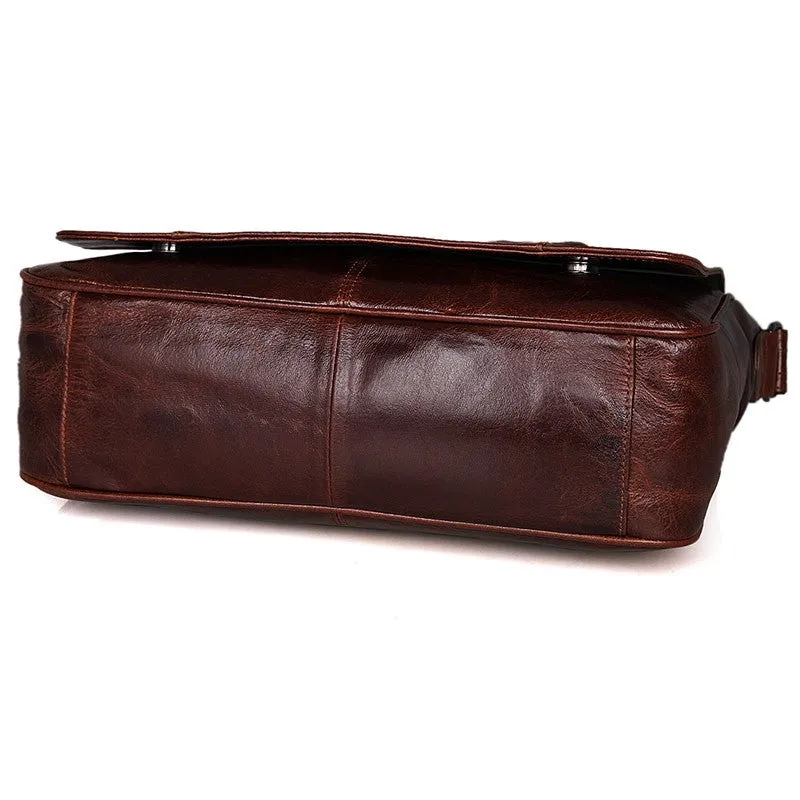 YAAGLE Men's Vintage Real Leather Flap Messenger Bag YG7338