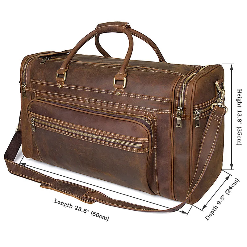 YAAGLE Unisex Genuine Leather Travel Duffel Handbag Tote YG7317LR